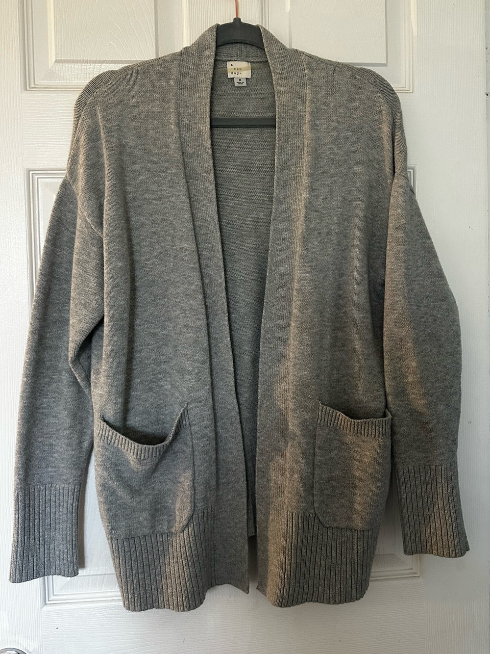 a new day Light Gray Open-Front Knit Cardigan - Medium